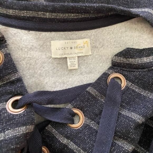 Lucky Brand Super Soft Sweatshirt Pullover Long Sleeve Top Lace Up Front Women's - Picture 5 of 7